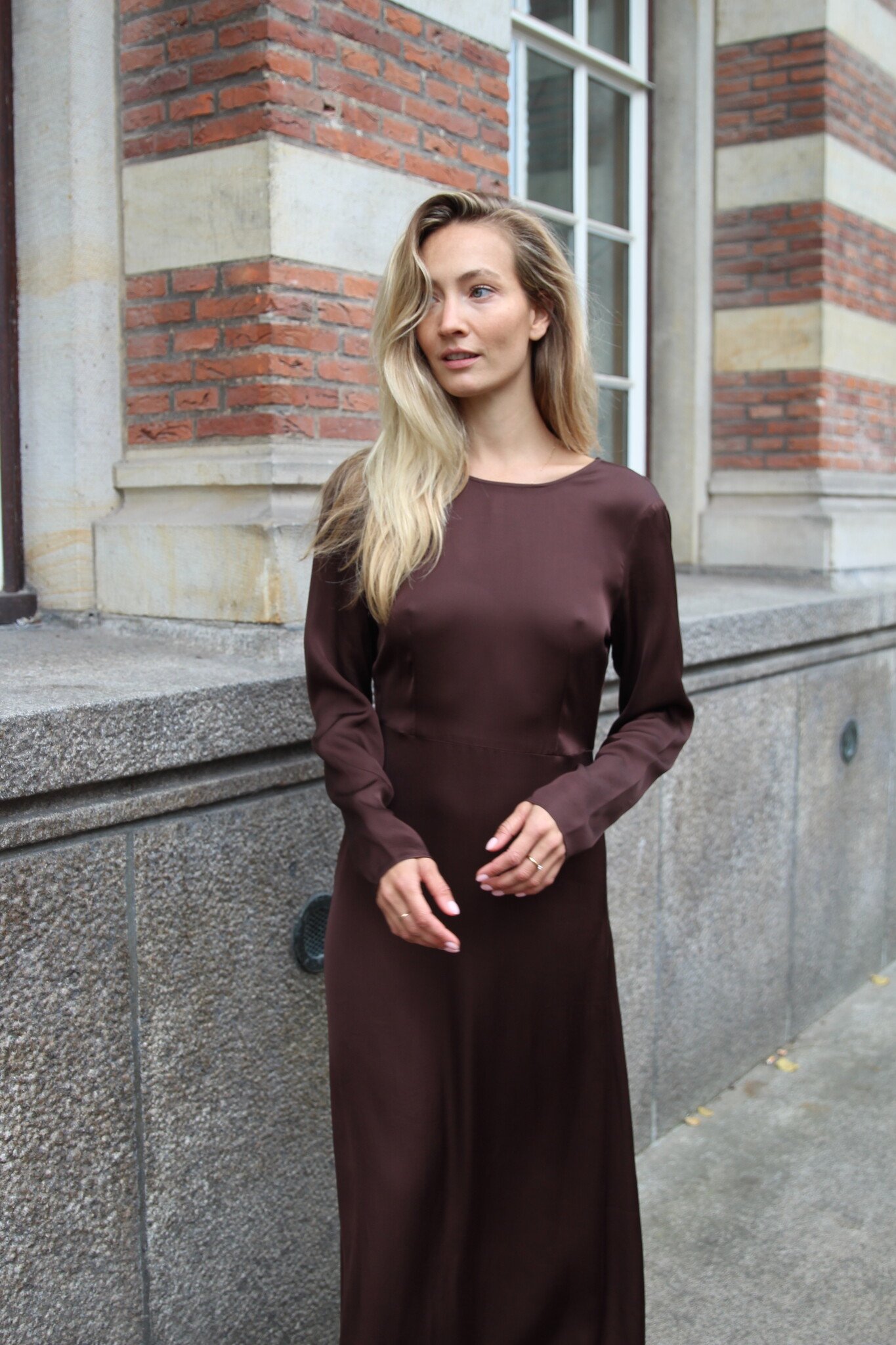 Long sleeve maxi dress on sale satin