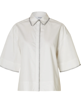Selected Fia cropped stitched shirt