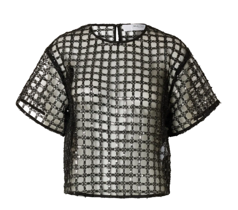 Selected Laren Cropped Sequins Top