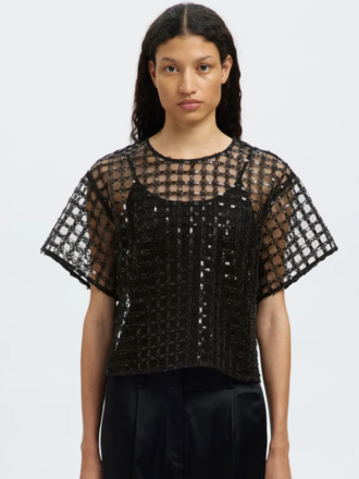 Selected Laren Cropped Sequins Top