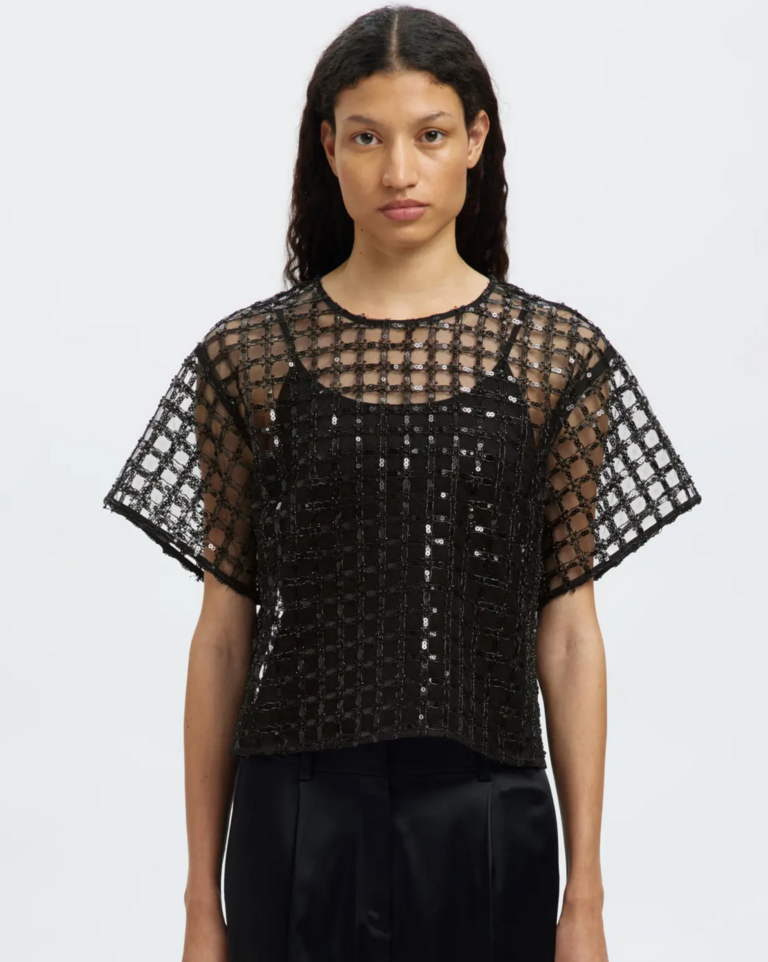 Selected Laren Cropped Sequins Top