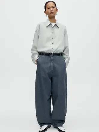 Cordera Washed Denim Curved Pants