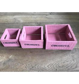 Damn Set van 3 kisten klein roze