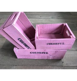 Damn Set van 3 grote kisten roze