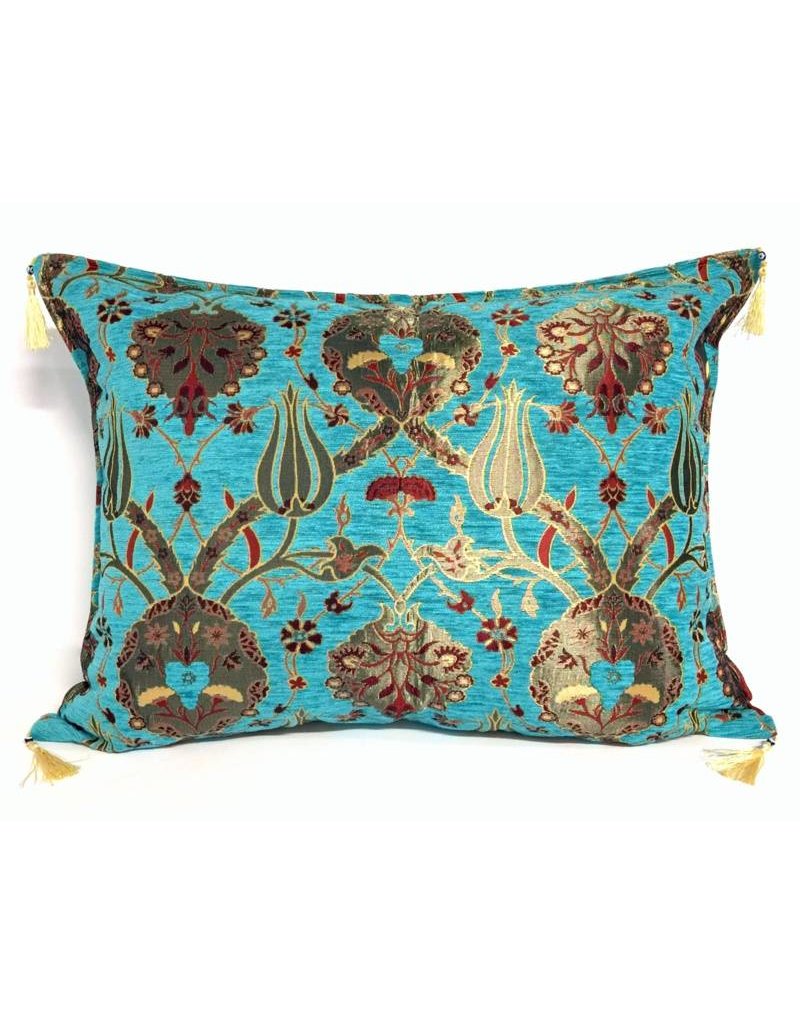 Damn Flowers turquoise kussenhoes/cushion cover ± 50x70cm