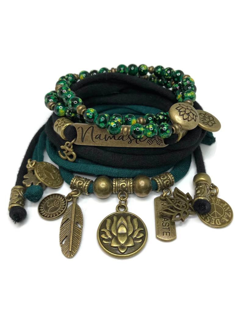 Damn Set Lotus Flower and Namaste - black and dark green