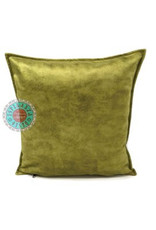 Damn Velvet kussen limegroen  bruin 45 x 45 cm