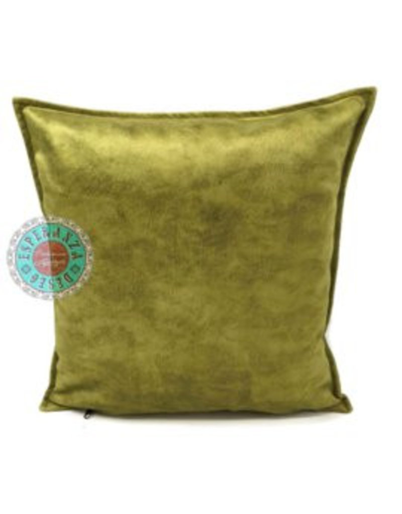 Damn Velvet kussen limegroen  bruin 45 x 45 cm