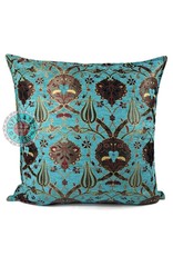 Damn Flowers turquoise kussenhoes/cushion cover ± 70x70cm