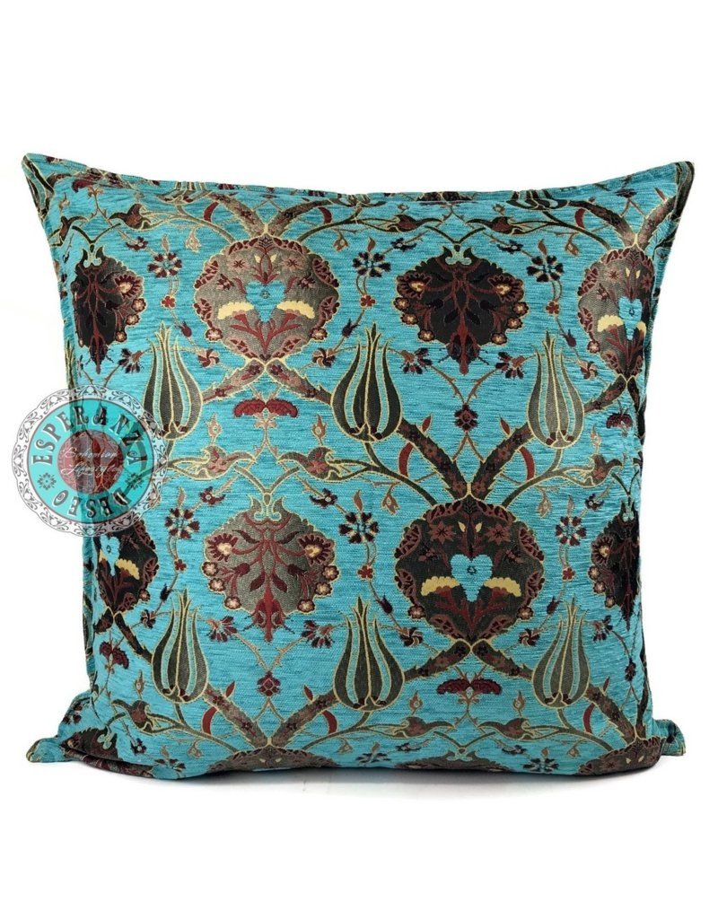 Damn Flowers turquoise pillow case / cushion cover ± 70x70cm