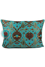 esperanza-deseo Flowers turquoise kussenhoes/cushion cover ± 50x70cm