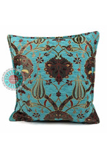 Damn Flowers turquoise kussenhoes/cushion cover ± 45x45cm