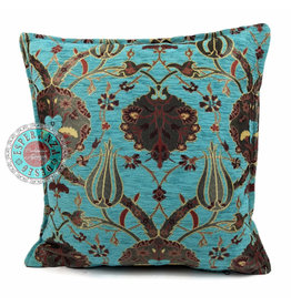 Damn Flowers turquoise kussenhoes/cushion cover ± 45x45cm