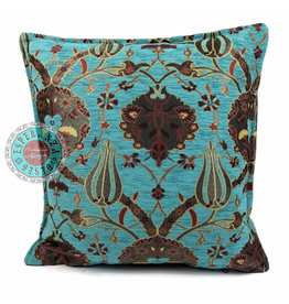 Damn Flowers turquoise pillow case / cushion cover ± 45x45cm