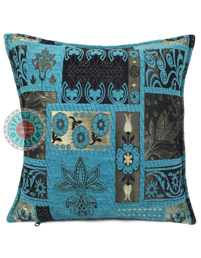 Damn Flowers turquoise pillow case / cushion cover ± 45x45cm - Copy