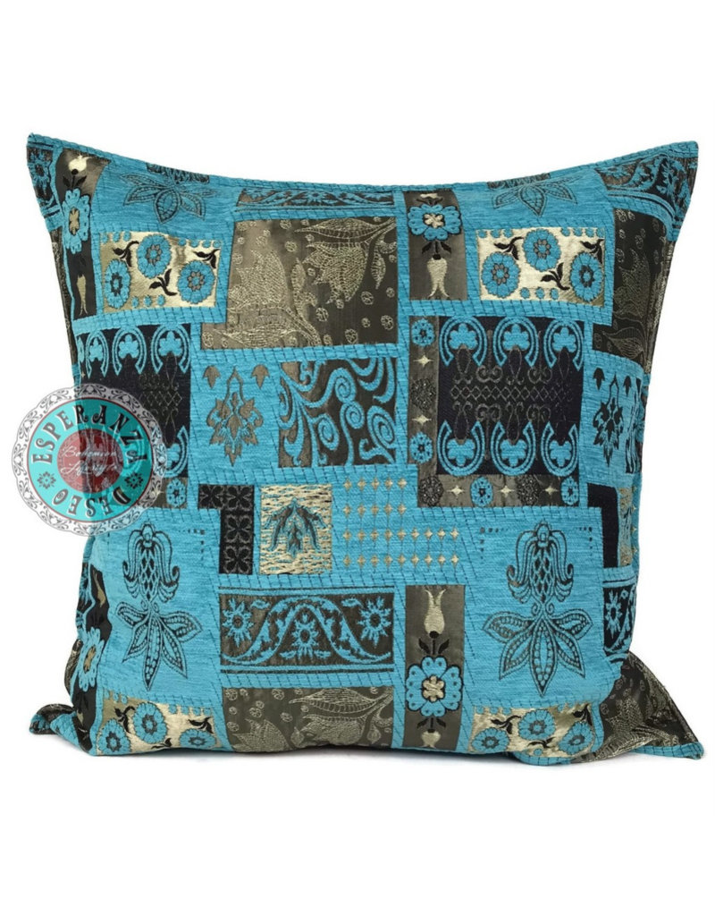 Damn Flowers turquoise pillow case / cushion cover ± 70x70cm - Copy