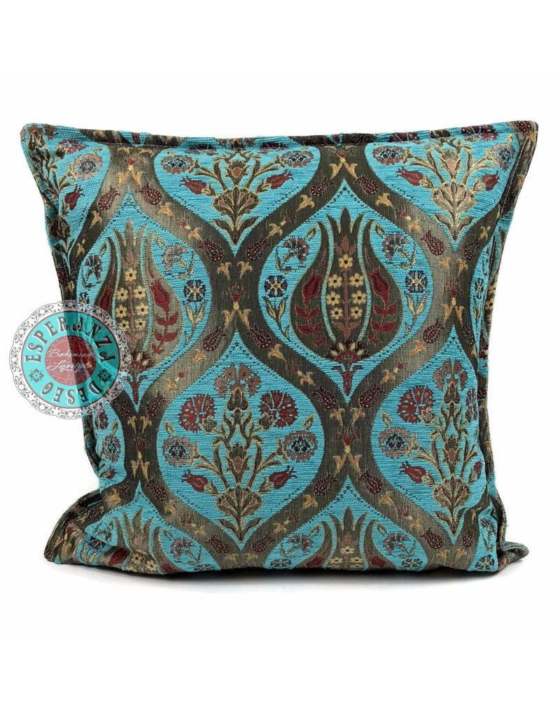 Damn Tulip turquoise pillow case / cushion cover ± 45x45cm