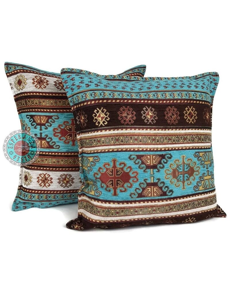 Damn Flowers turquoise pillow case / cushion cover ± 45x45cm - Copy