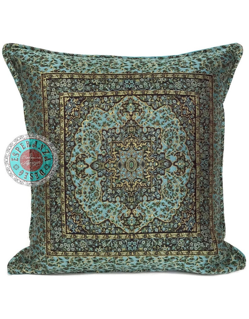 Damn Flowers turquoise pillow case / cushion cover ± 50x70cm - Copy