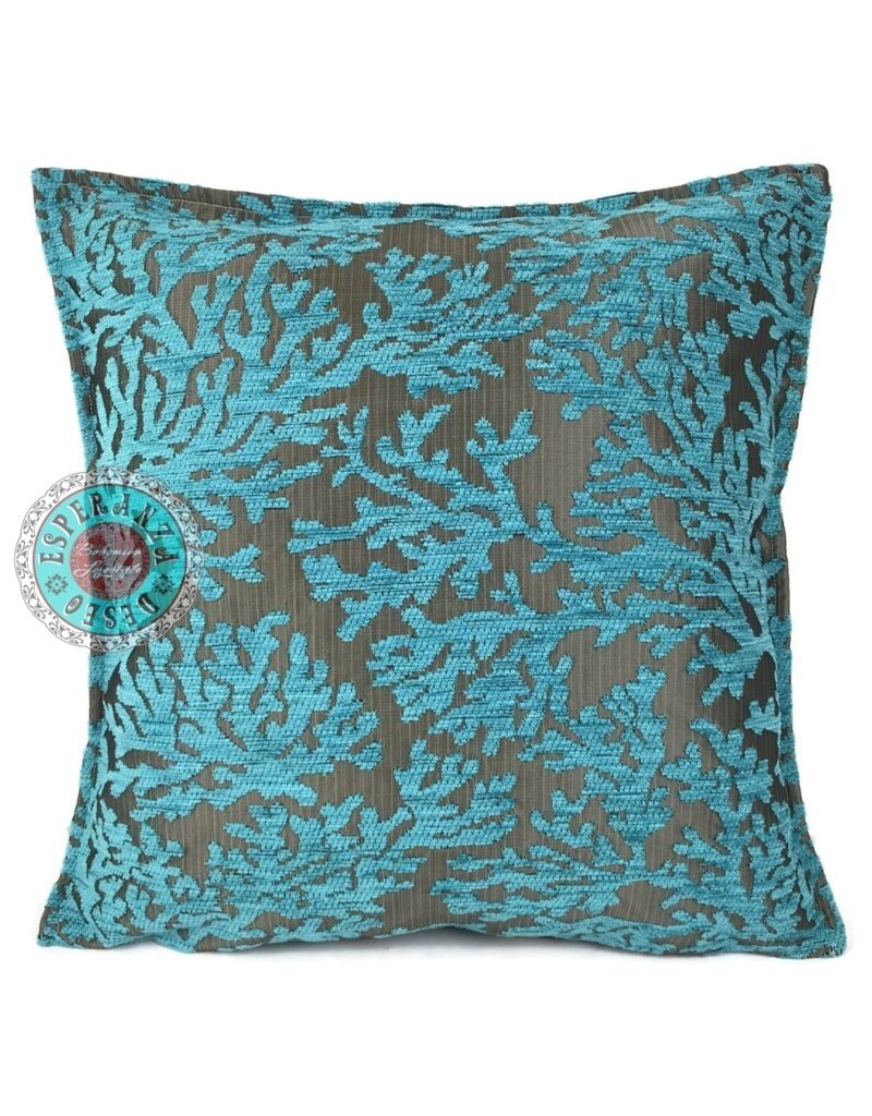 Damn Flowers turquoise pillow case / cushion cover ± 70x70cm - Copy