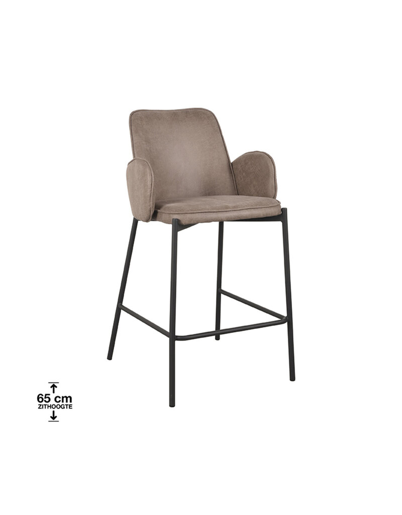 LABEL51 LABEL51 Barkruk Joni - Taupe - Microfiber - Zithoogte 65 cm