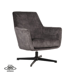 LABEL51 LABEL51 Fauteuil Toby - Antraciet - Velours