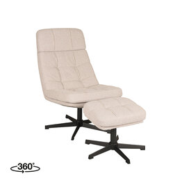 LABEL51 LABEL51 Fauteuil Alvar - Naturel - Boucle - Incl. Hocker