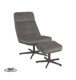 LABEL51 LABEL51 Fauteuil Alvar - Antraciet - Cosmo - Incl. Hocker