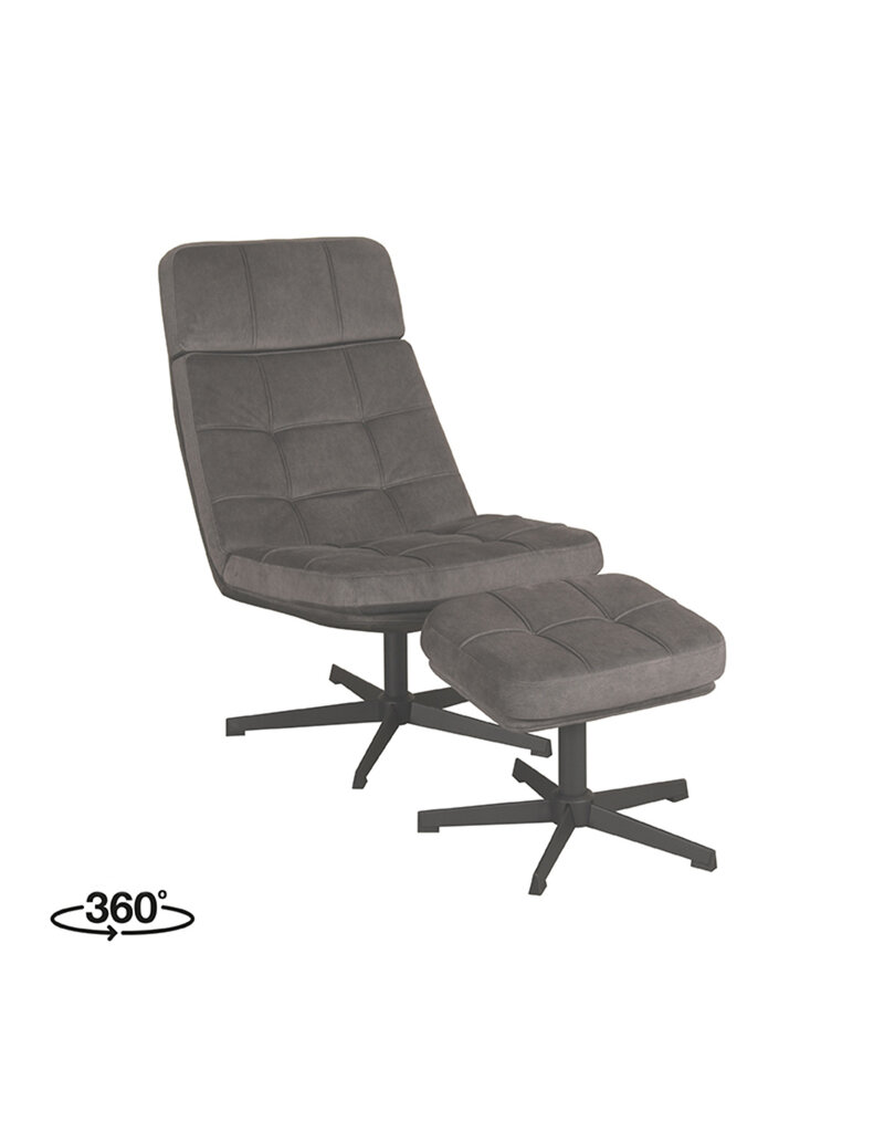 LABEL51 LABEL51 Fauteuil Alvar - Antraciet - Cosmo - Incl. Hocker