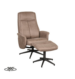 LABEL51 LABEL51 Fauteuil Bergen - Taupe - Micro Suede - Incl. Hocker