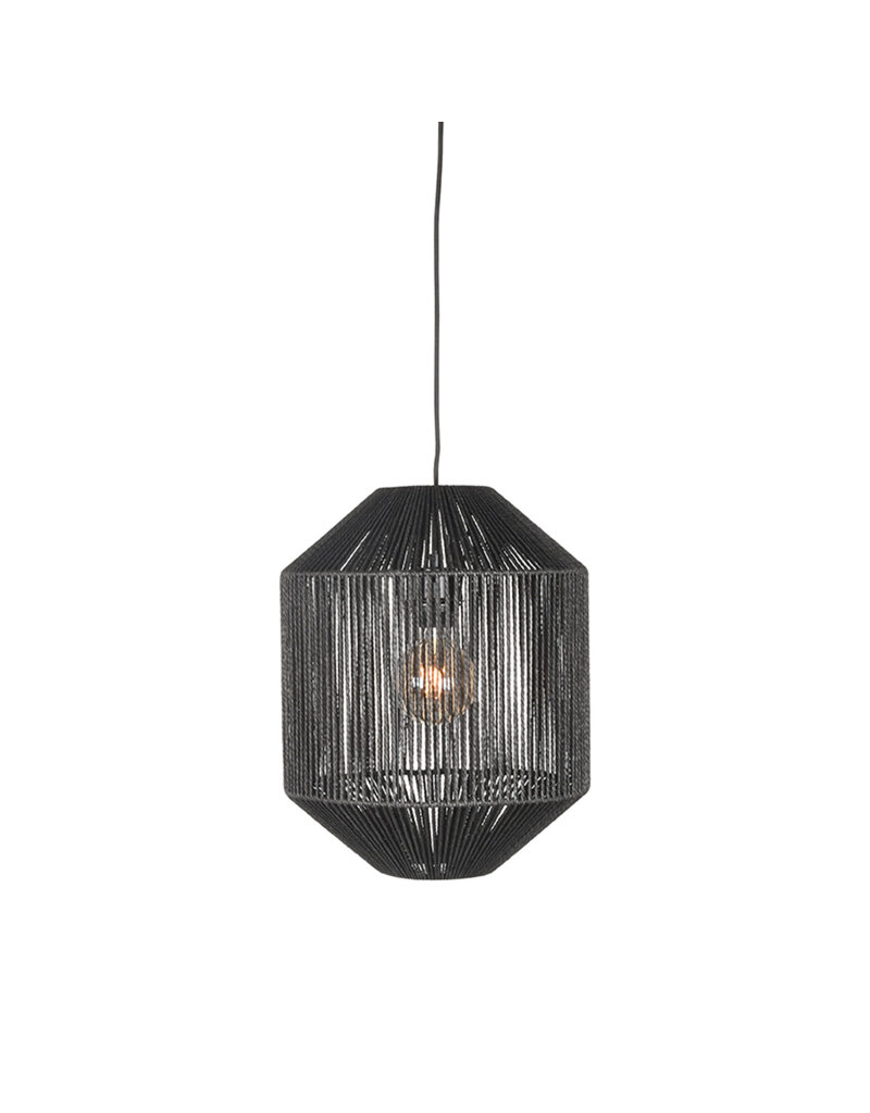 LABEL51 LABEL51 Hanglamp Ibiza - Zwart - Jute - 1-Lichts Cilinder