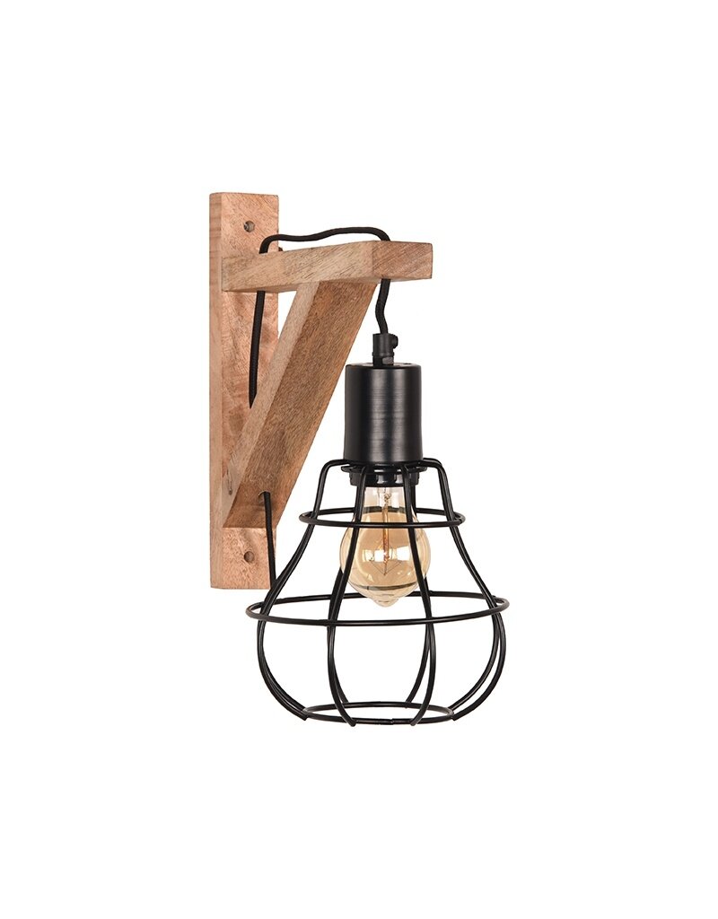 LABEL51 LABEL51 Wandlamp Drop - Zwart - Mangohout