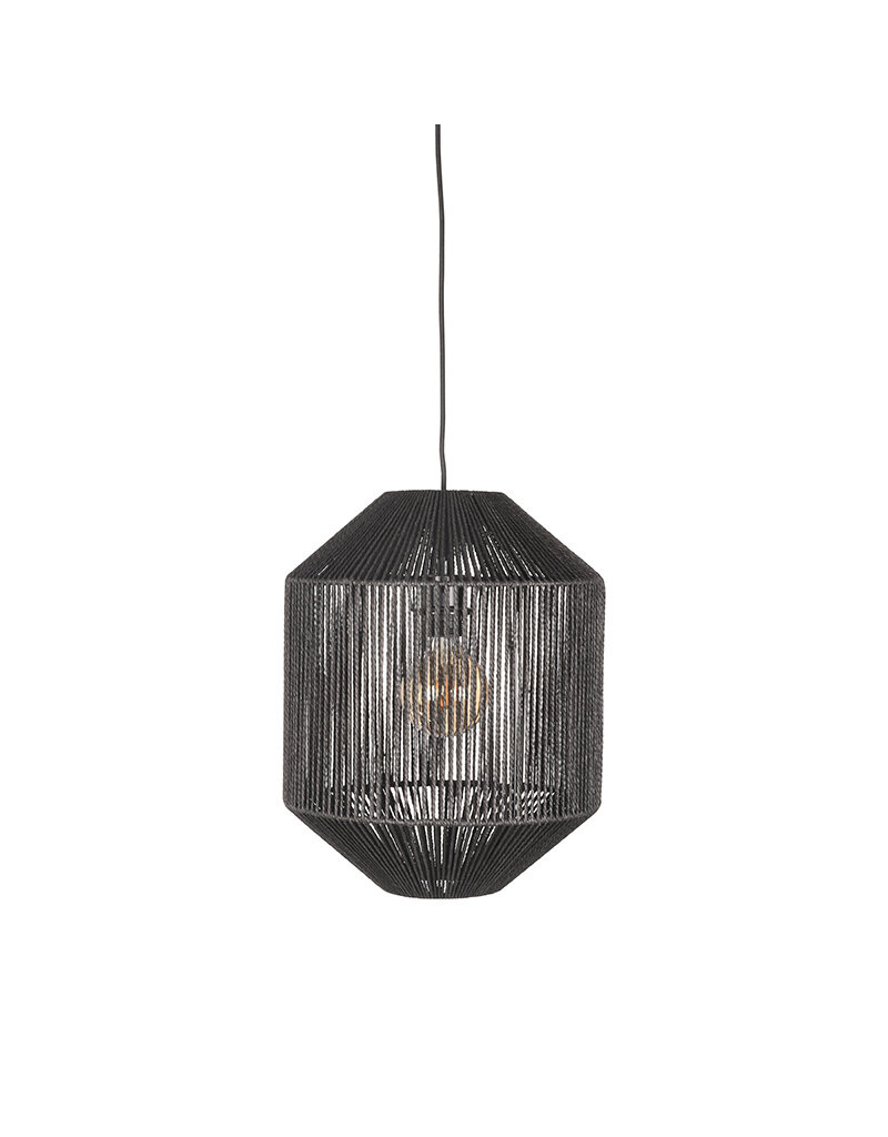 LABEL51 LABEL51 Hanglamp Ibiza - Zwart - Jute - 1-Lichts Cilinder