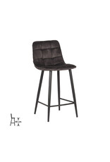 LABEL51 LABEL51 Barkruk Jelt - Antraciet - Velours - Zithoogte 65