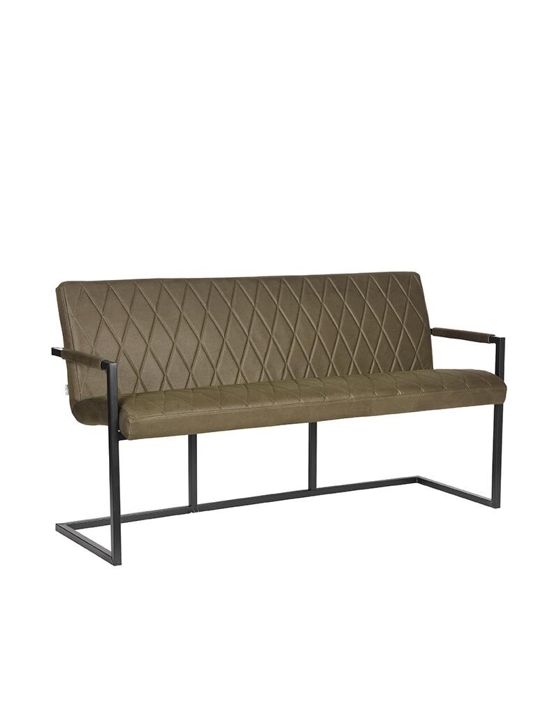 LABEL51 LABEL51 Eetkamerbank Denmark - Army green - Microfiber - 155 cm