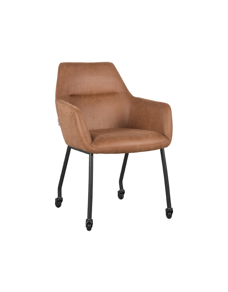 LABEL51 LABEL51 Eetkamerstoel Lenny - Cognac - Microfiber