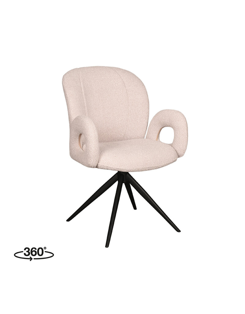 LABEL51 LABEL51 Eetkamerstoel Neo - Naturel - Boucle - Zwart Onderstel