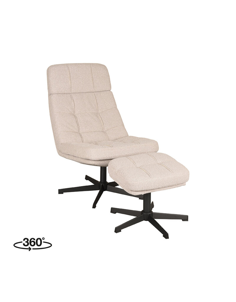 LABEL51 LABEL51 Fauteuil Alvar - Naturel - Boucle - Incl. Hocker