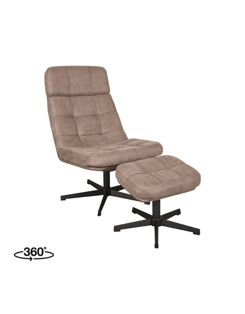 LABEL51 LABEL51 Fauteuil Alvar - Taupe - Boucle - Incl. Hocker