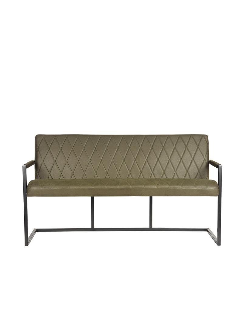 LABEL51 LABEL51 Eetkamerbank Denmark - Army green - Microfiber - 155 cm