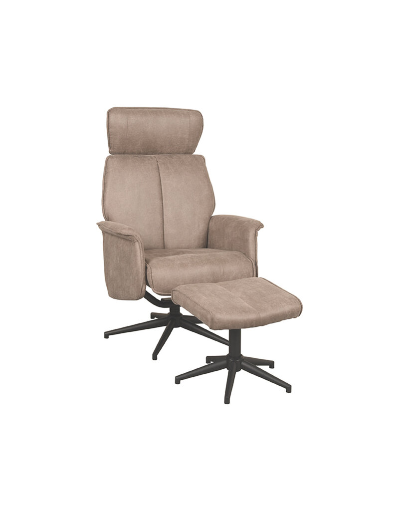 LABEL51 LABEL51 Fauteuil Verdal - Taupe - Micro Suede - Incl. Hocker