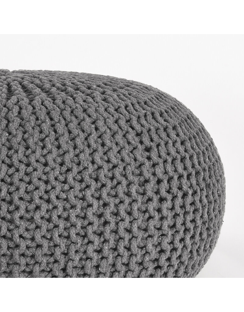 LABEL51 LABEL51 Poef Knitted - Donkergrijs - Katoen - L