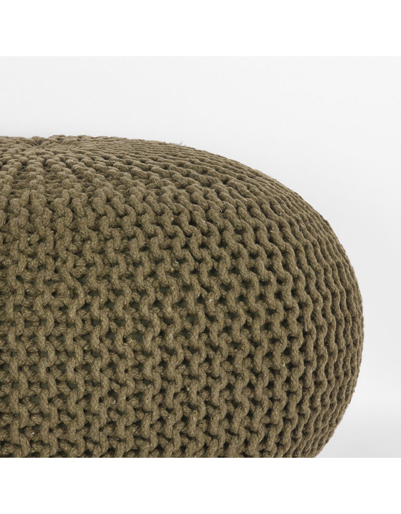 LABEL51 LABEL51 Poef Knitted - Army green - Katoen - L