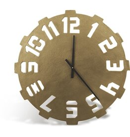 Damn Wandklok Typografisch Goud
