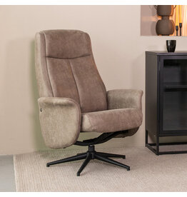 LABEL51 Fauteuil Bergen - Taupe - Micro Suede - Excl. Hocker