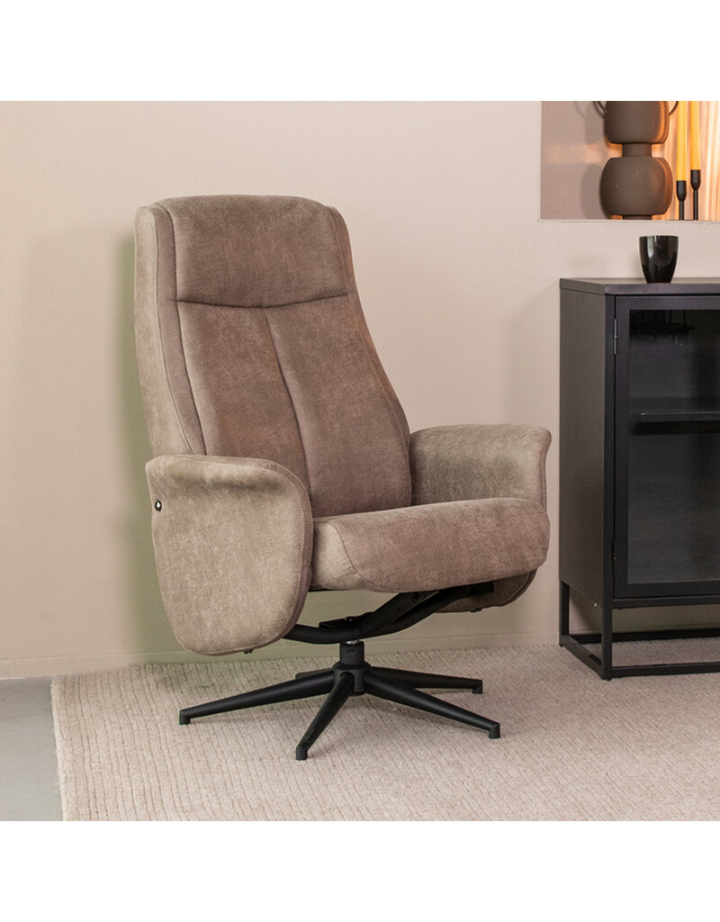 LABEL51 Fauteuil Bergen - Taupe - Micro Suede - Excl. Hocker