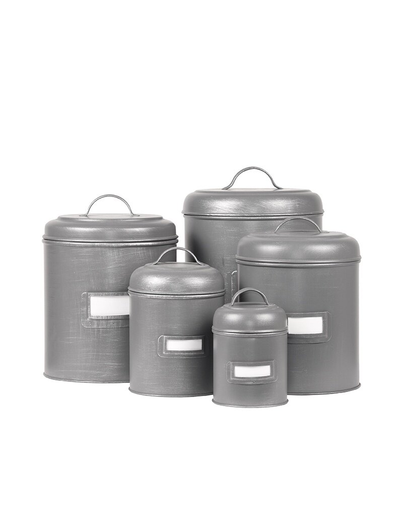 LABEL51 LABEL51 Opbergblik - Antiek grijs - Metaal - M - 14x14x20 cm