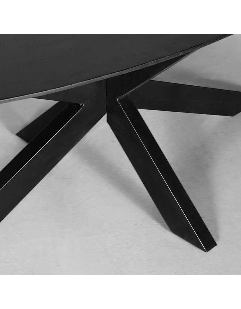 LABEL51 LABEL51 Eetkamertafel Zion - Zwart - Mangohout - Ovaal - 210x100 cm