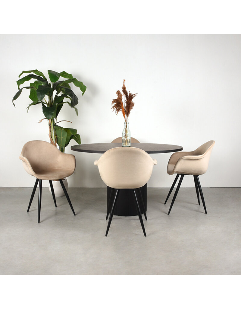LABEL51 LABEL51 Eetkamertafel Oliva - Zwart - Eiken - 130 cm - Rond
