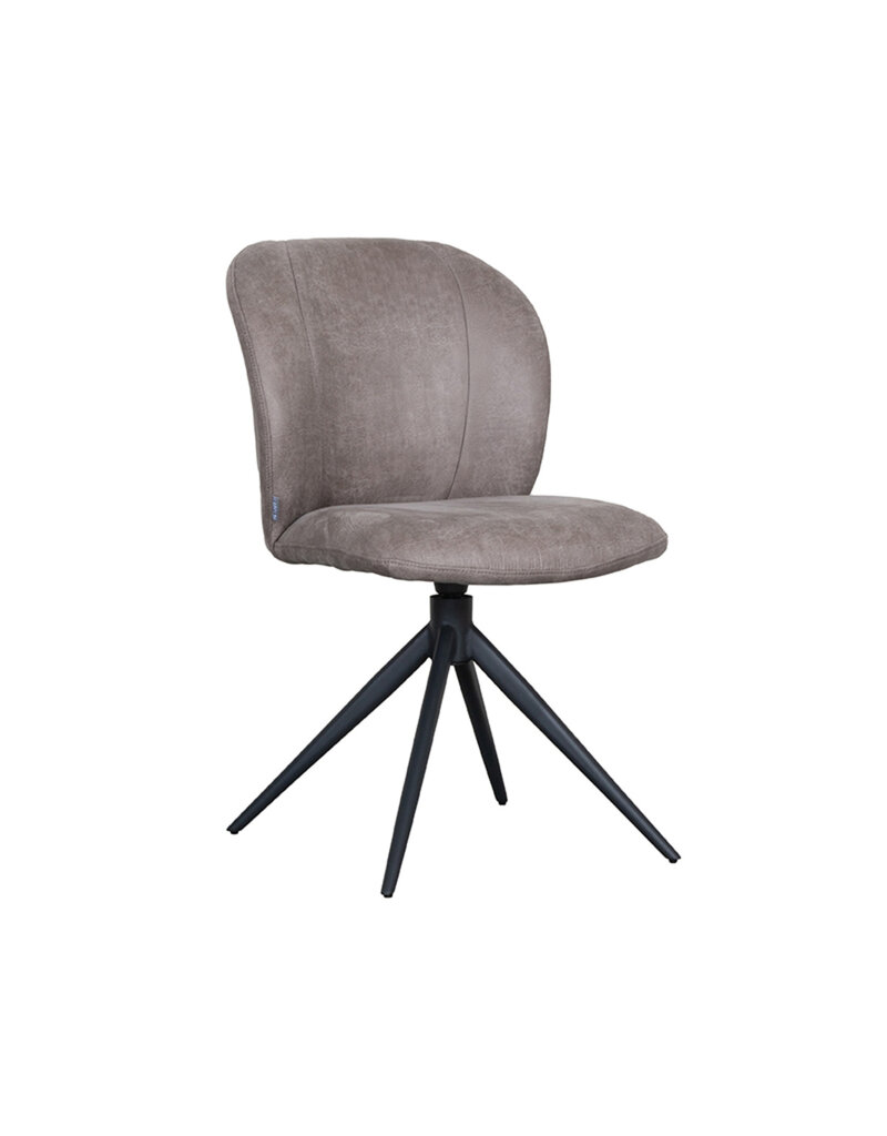 LABEL51 LABEL51 Eetkamerstoel Kimo - Taupe - Micro Suede - Zwart Onderstel